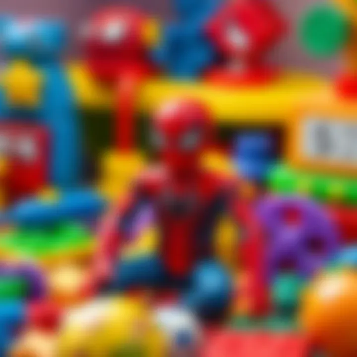 Integrating Small Spider-Man into Educational Play Small Spider-Man toy amidst various educational toys