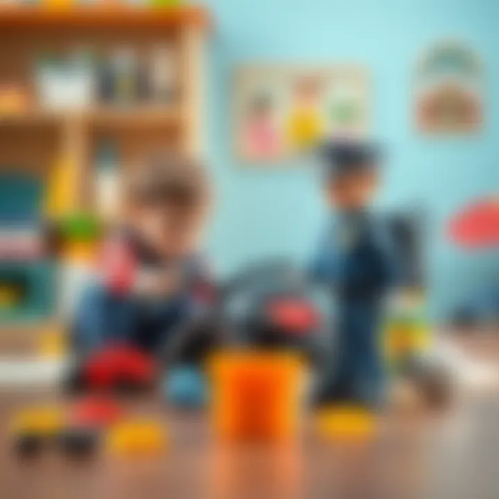 Engaging Playtime with Police Toy Set Children playing with a special police toy set
