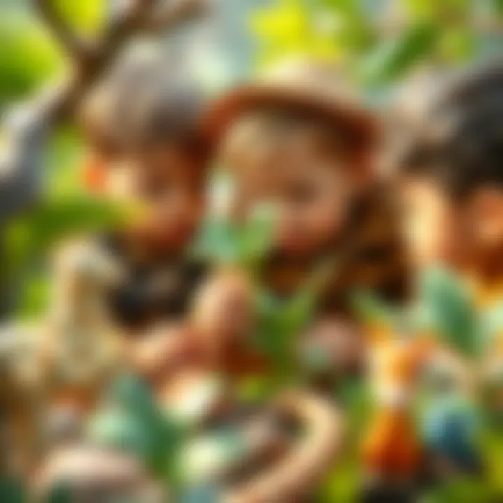 Children exploring nature in a safari-themed preschool