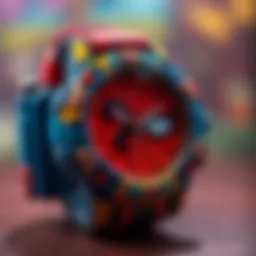 Colorful Spider-Man themed watch attracting children's attention