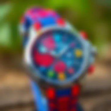Educational Features of Spider-Man Watch Close-up of the Spider-Man watch's educational features