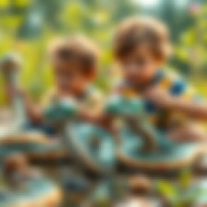 Children engaging in play with water snake themed toys, fostering a connection to nature and learning.