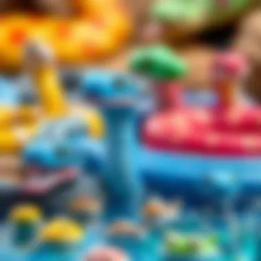 A colorful display of educational water snake toys designed for children, illustrating different aspects of the species.