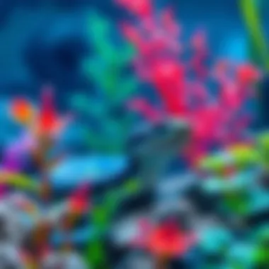 A vibrant underwater scene showcasing a water snake in its natural habitat, surrounded by aquatic plants.