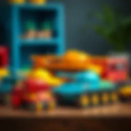 Colorful tank toy set displayed on a table