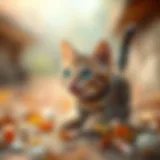 Playful tabby cat exploring its surroundings