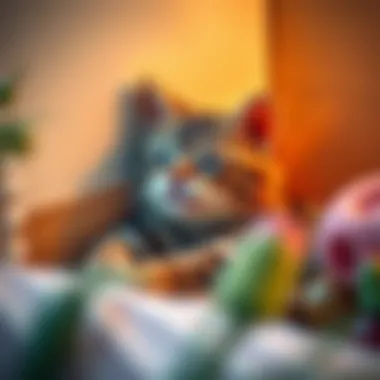 Relaxation and Comfort of a Tabby Cat A serene tabby cat resting in a cozy corner