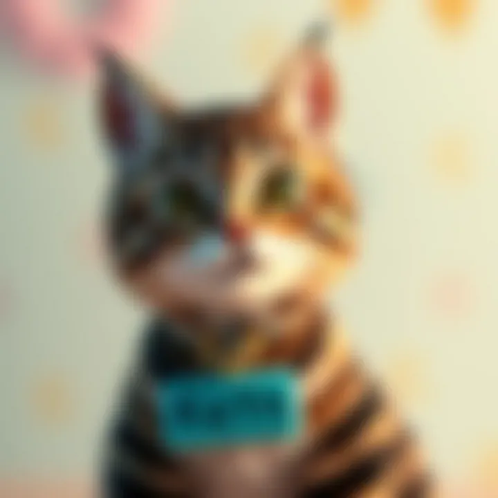 Expressing Personality through Unique Names Tabby cat with a unique name tag showcasing its personality