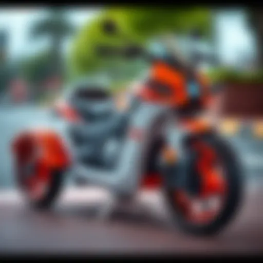 A sleek design of a three-wheeled electric motorcycle for children