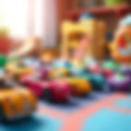 Colorful toy cars on a play mat