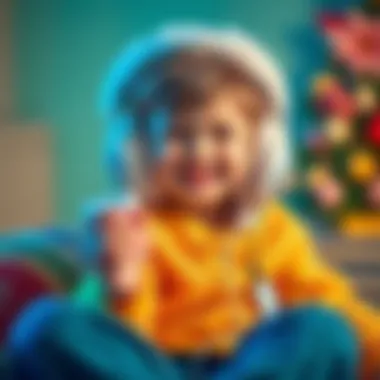 Children enjoying music while wearing fluffy headphones