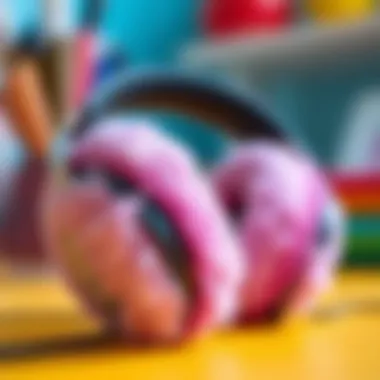 A close-up of fluffy headphones highlighting their comfort and texture