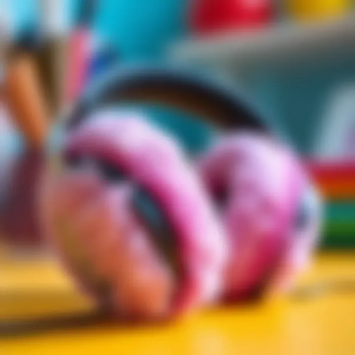 A close-up of fluffy headphones highlighting their comfort and texture