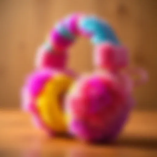 Colorful fluffy headphones showcasing unique design elements