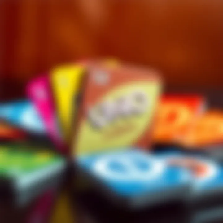 Colorful Uno Flip cards displaying various designs