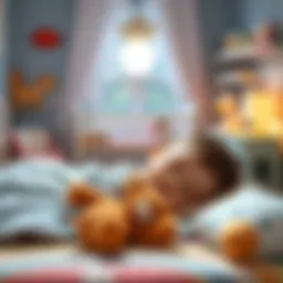 A cozy nursery with a child sleeping peacefully with a stuffed animal