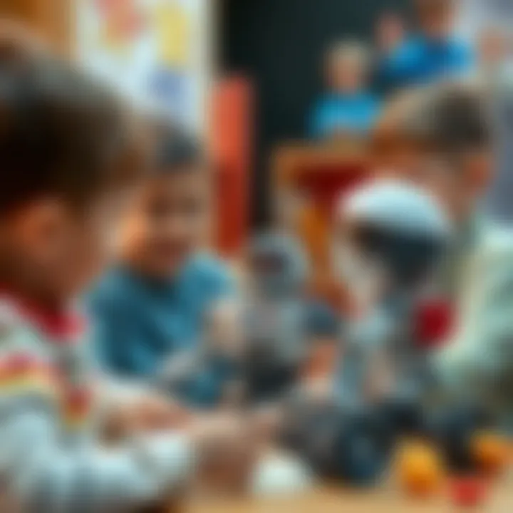 Children interacting with a model of a space robot in a learning environment