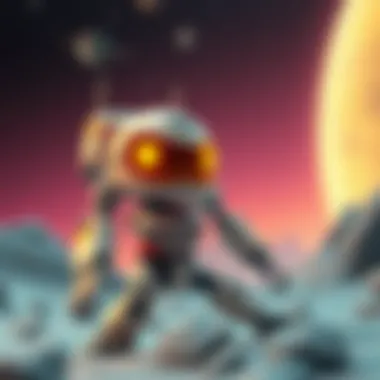 A futuristic space robot exploring an alien planet