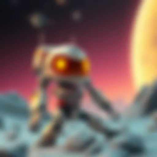 Futuristic Space Robot A futuristic space robot exploring an alien planet