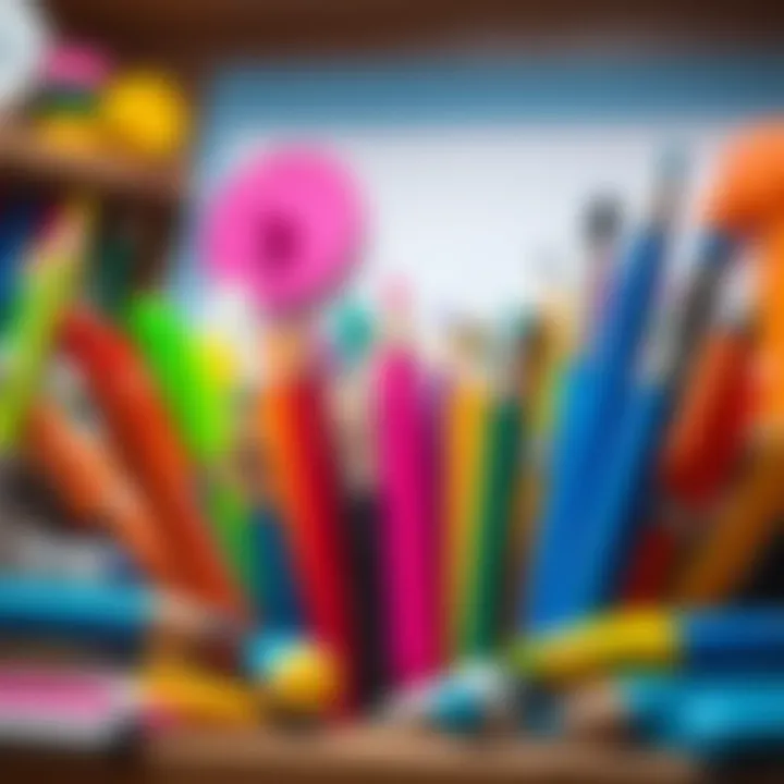Variety of brush pens displayed in a creative setting