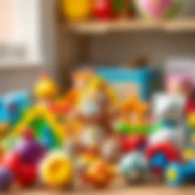 Variety of toys that support cognitive development for babies.