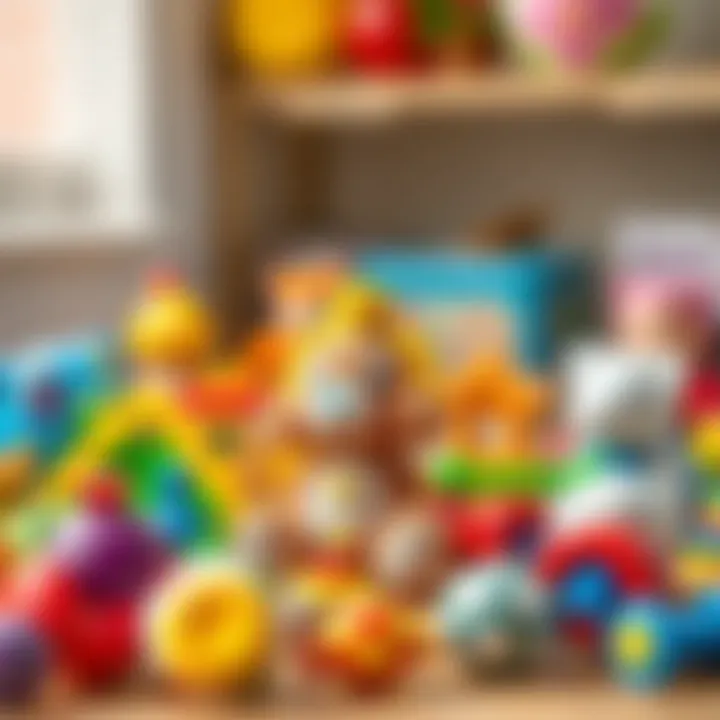 Variety of toys that support cognitive development for babies.