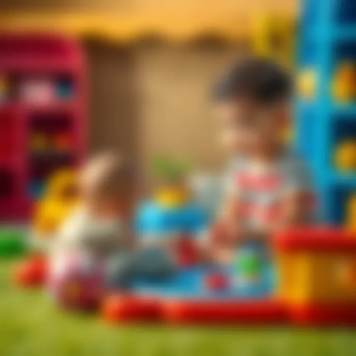 A parent observing their baby playing safely in a designated zone.