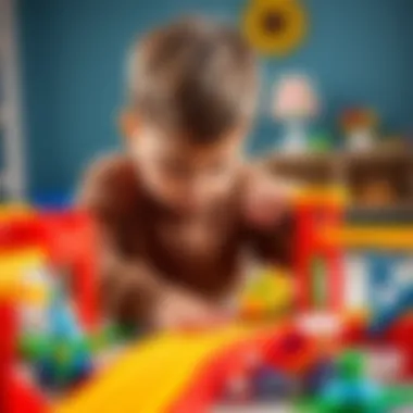 A child playing with a road set, enhancing fine motor skills